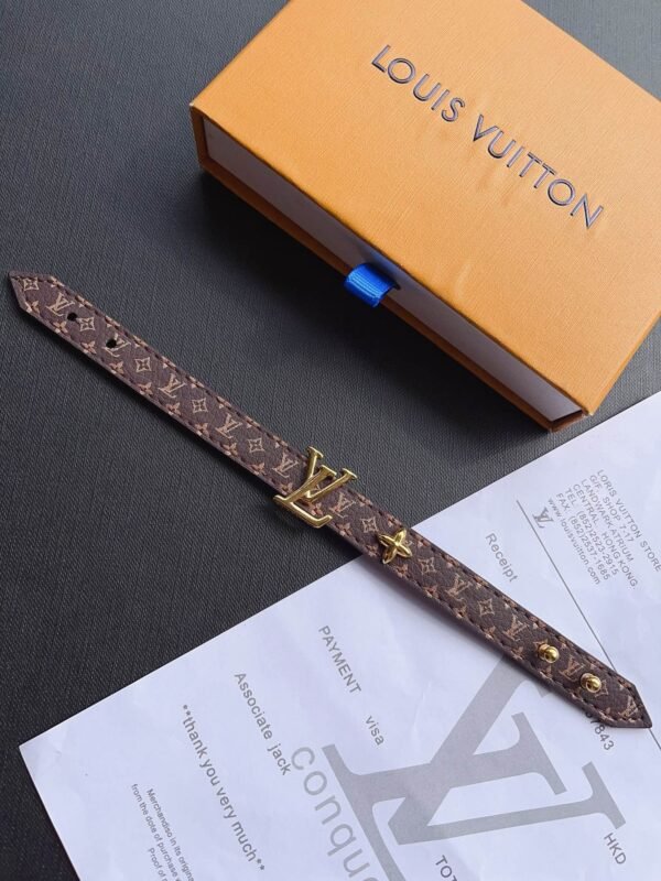 Fashion Gold Metal Flower Leather Bracelet - Image 12