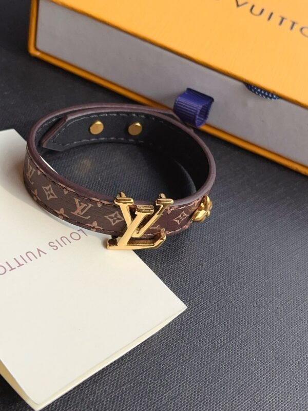 Fashion Gold Metal Flower Leather Bracelet - Image 8