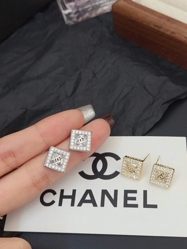 Fashion Square Rhinestone Silver Gold Plated Earring - Image 2