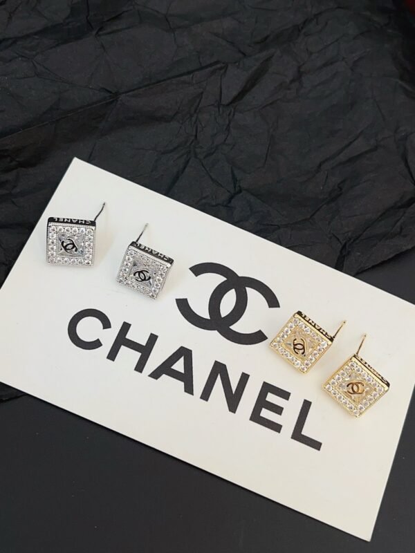 Fashion Square Rhinestone Silver Gold Plated Earring - Image 3