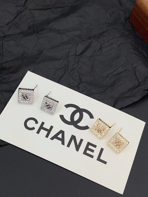 Fashion Square Rhinestone Silver Gold Plated Earring - Image 4
