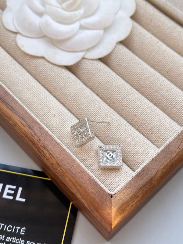 Fashion Square Rhinestone Silver Gold Plated Earring - Image 6