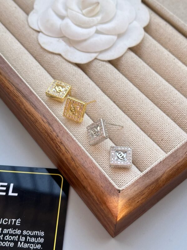 Fashion Square Rhinestone Silver Gold Plated Earring - Image 7