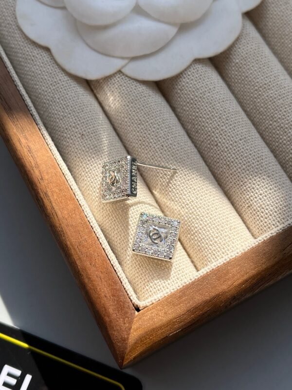 Fashion Square Rhinestone Silver Gold Plated Earring - Image 10