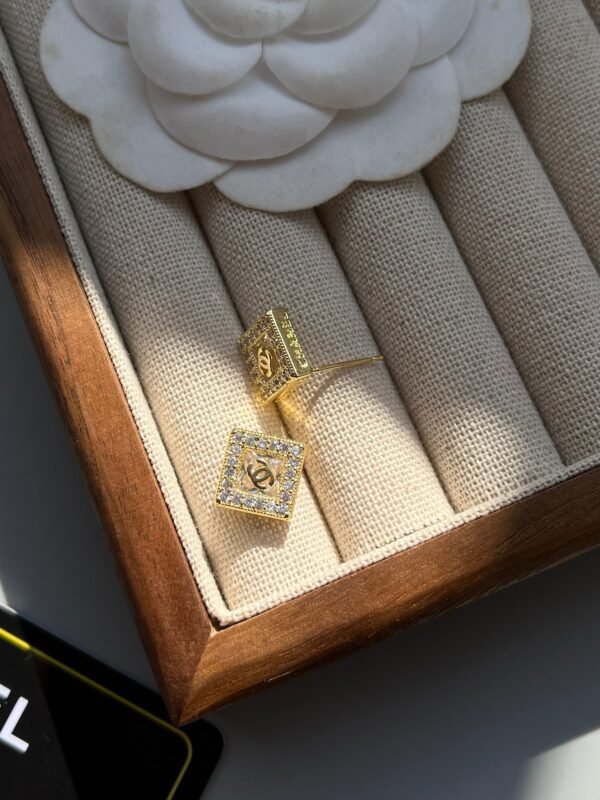 Fashion Square Rhinestone Silver Gold Plated Earring - Image 12