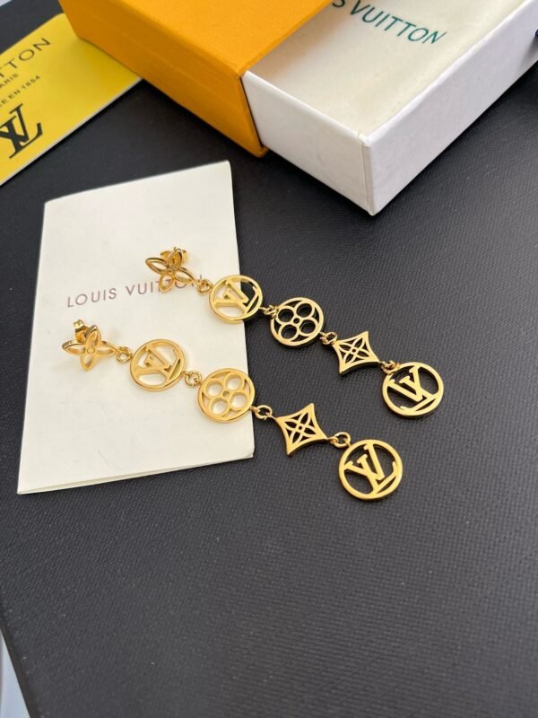 Fashion Gold Tone Metal Flower Lace Earring - Image 2