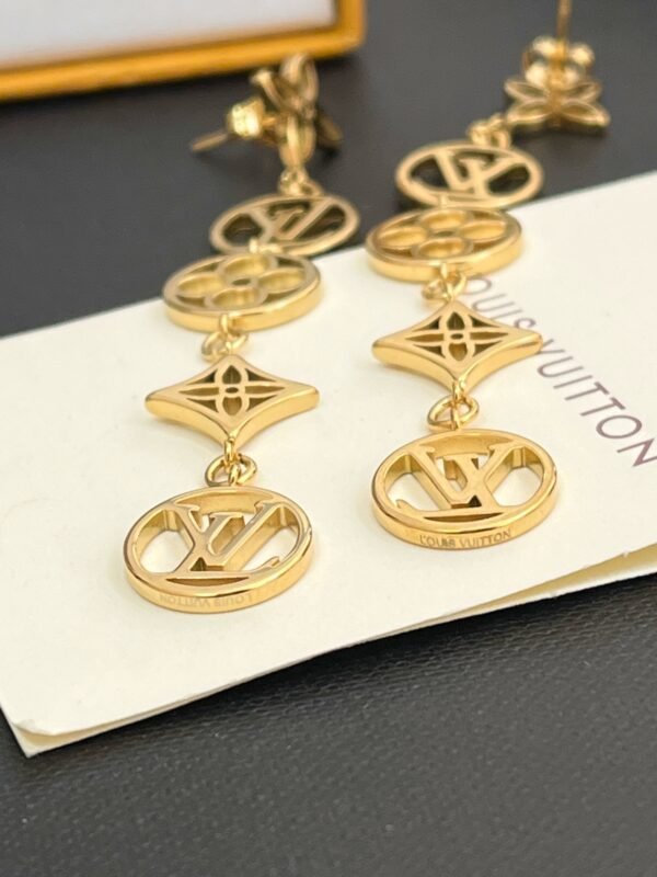Fashion Gold Tone Metal Flower Lace Earring - Image 3