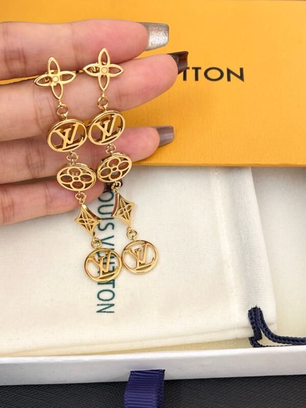 Fashion Gold Tone Metal Flower Lace Earring - Image 6