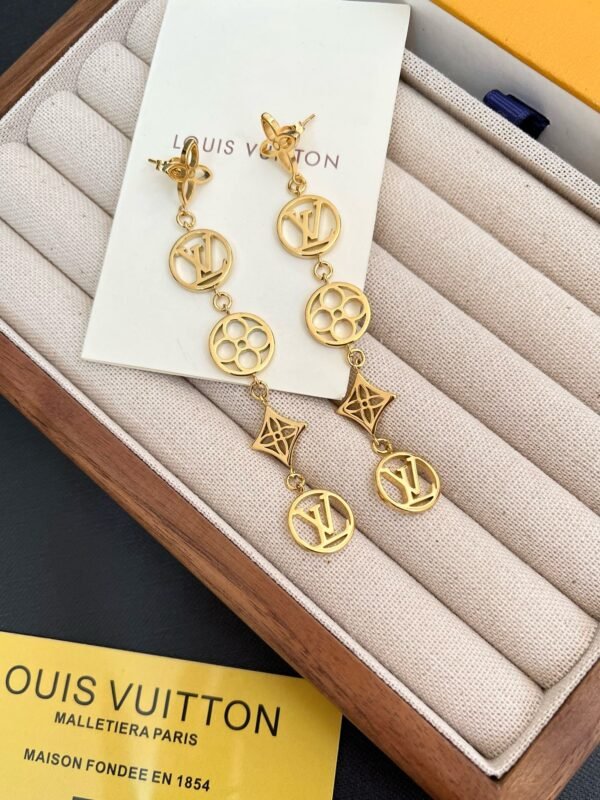 Fashion Gold Tone Metal Flower Lace Earring - Image 7