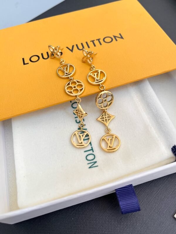 Fashion Gold Tone Metal Flower Lace Earring - Image 9