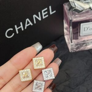 Fashion Square Rhinestone Silver Gold Plated Earring