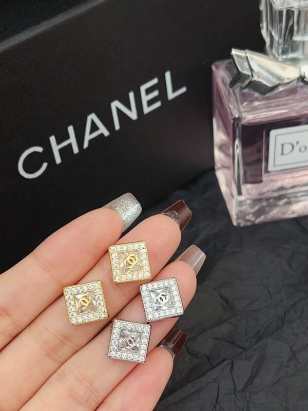 Fashion Square Rhinestone Silver Gold Plated Earring