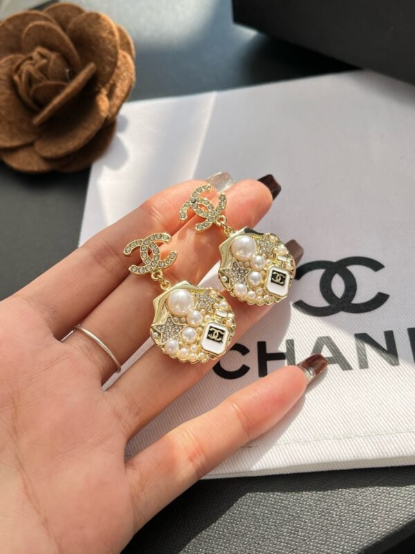 Rhinestones Shell Star Perfume Pearl Drop Earring - Image 5