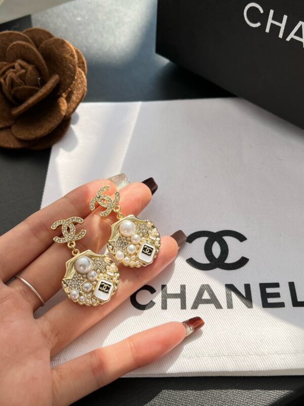 Rhinestones Shell Star Perfume Pearl Drop Earring - Image 6