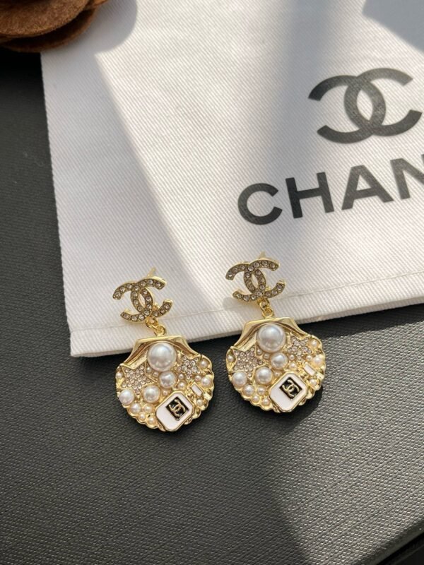 Rhinestones Shell Star Perfume Pearl Drop Earring - Image 4