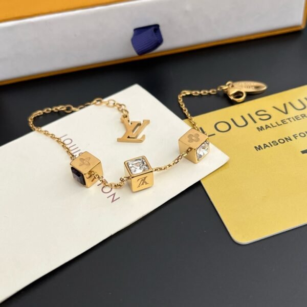 White Purple Diamonds Gold Bracelet - Image 3