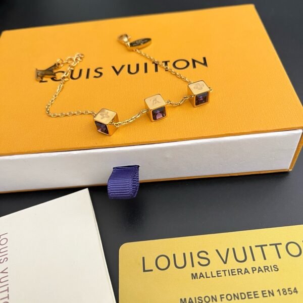 White Purple Diamonds Gold Bracelet - Image 8
