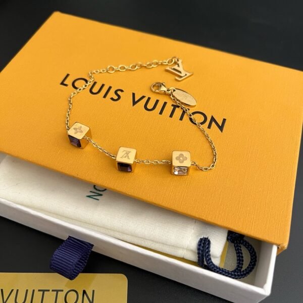 White Purple Diamonds Gold Bracelet