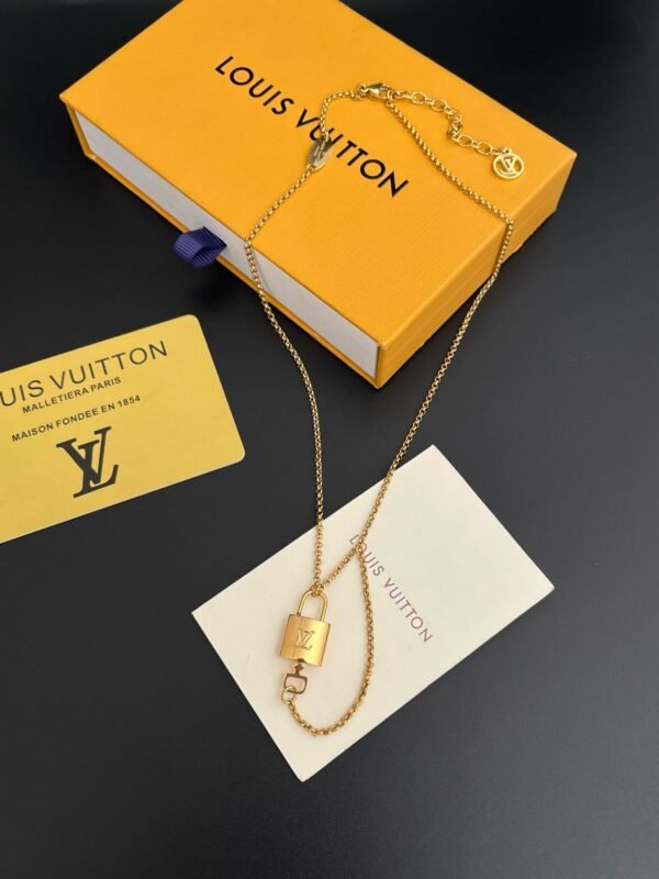Gold Padlock Necklace Bracelet - Image 2