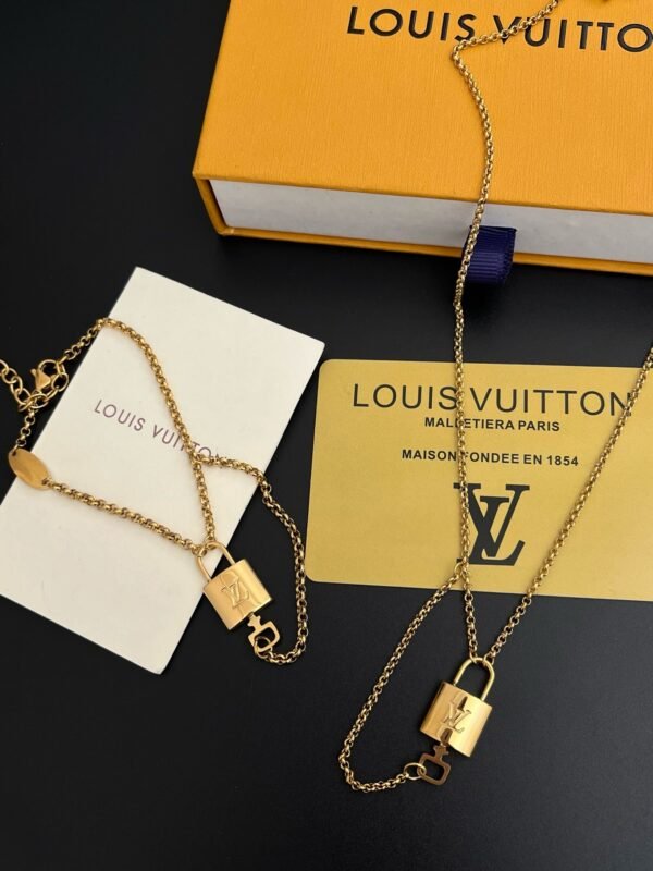 Gold Padlock Necklace Bracelet - Image 6