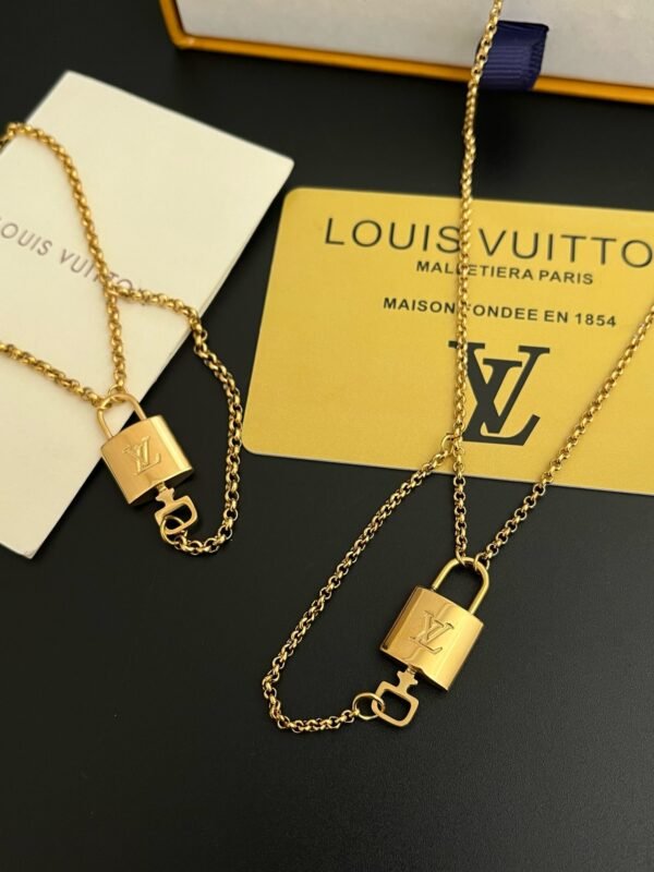 Gold Padlock Necklace Bracelet - Image 8