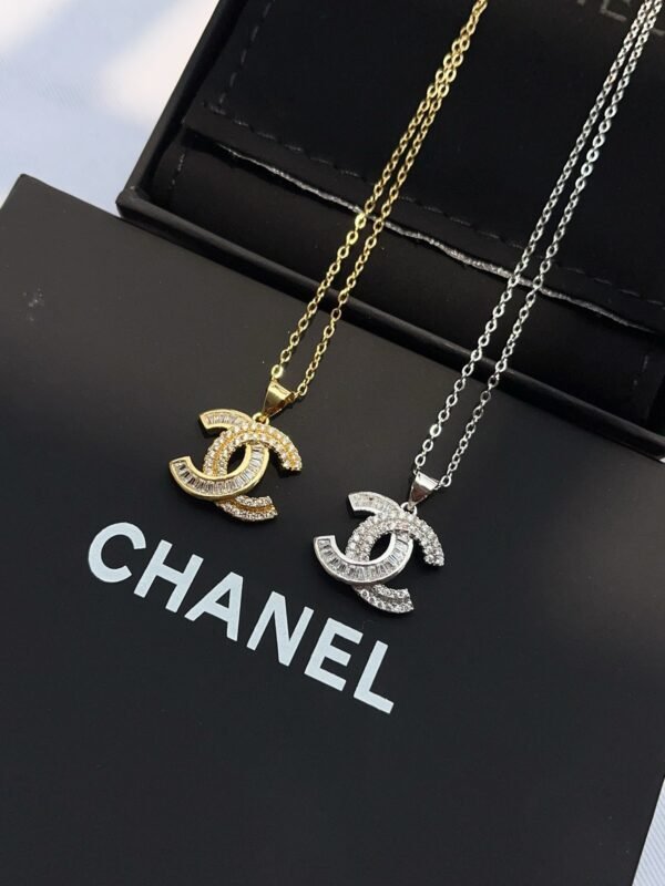 Gold Silver Diamond Pendant Necklace