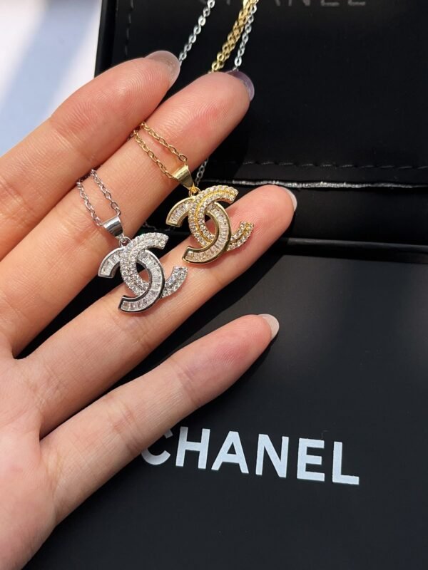 Gold Silver Diamond Pendant Necklace - Image 3