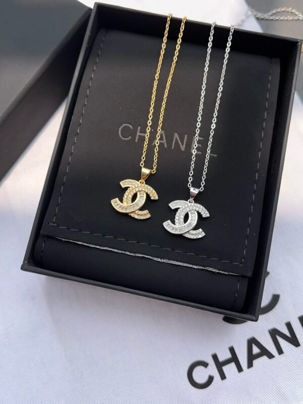 Gold Silver Diamond Pendant Necklace - Image 5