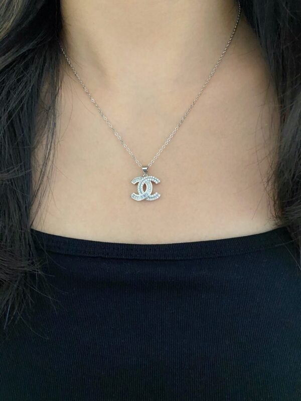 Gold Silver Diamond Pendant Necklace - Image 10