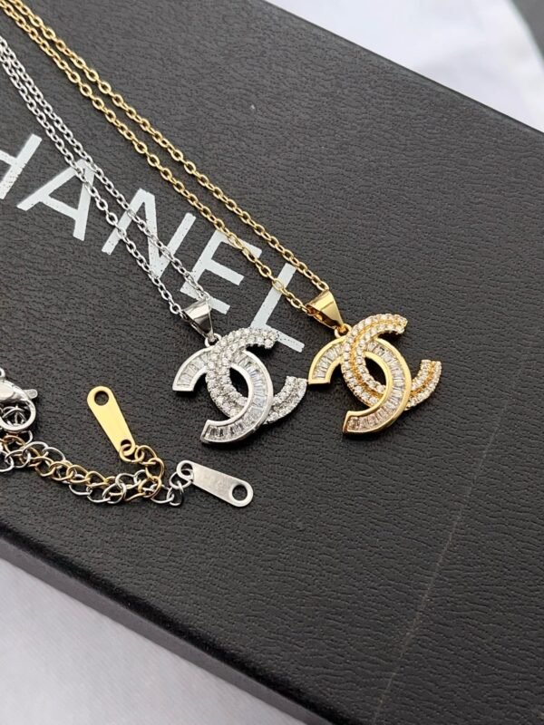 Gold Silver Diamond Pendant Necklace - Image 6