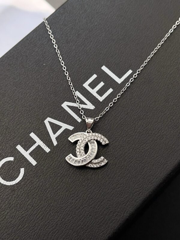 Gold Silver Diamond Pendant Necklace - Image 9