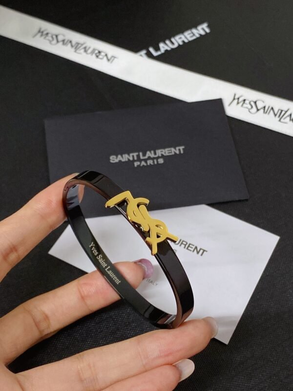 Fashion Gold Metal Black Lacquer Bangle - Image 3