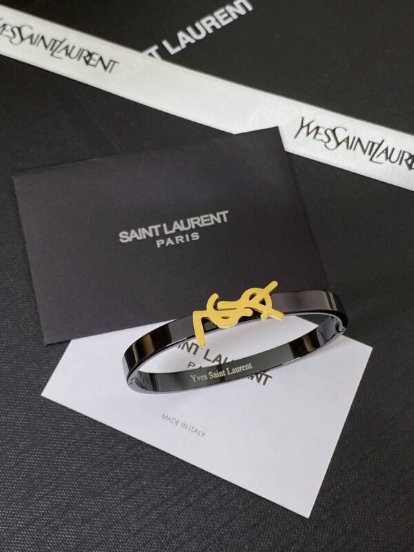 Fashion Gold Metal Black Lacquer Bangle - Image 4