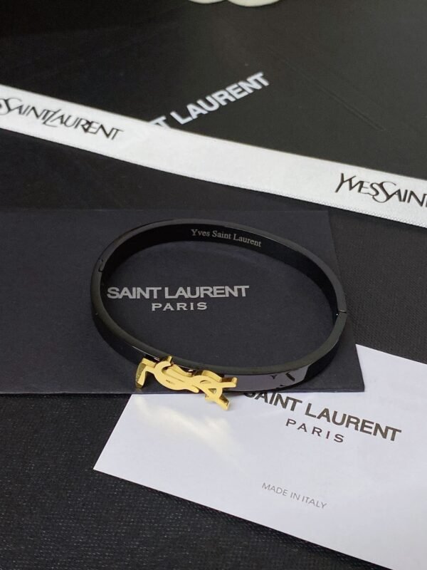 Fashion Gold Metal Black Lacquer Bangle - Image 5