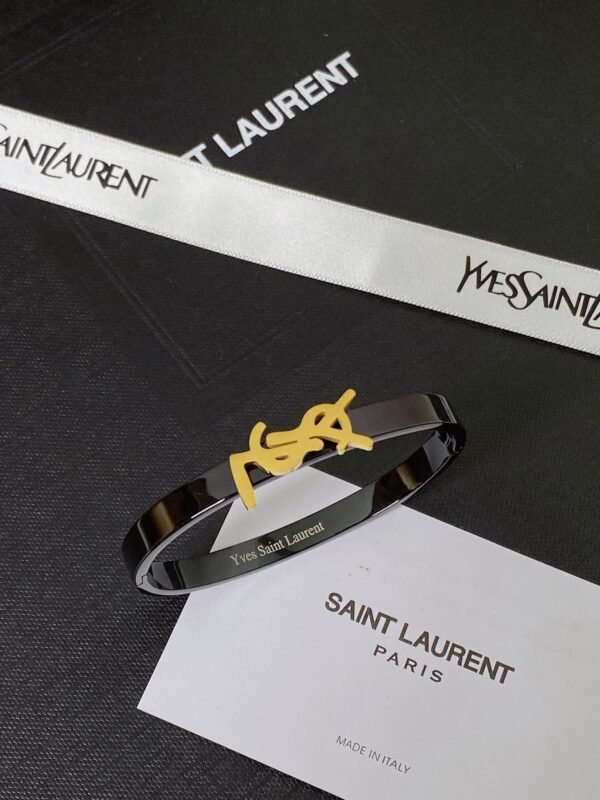 Fashion Gold Metal Black Lacquer Bangle - Image 6