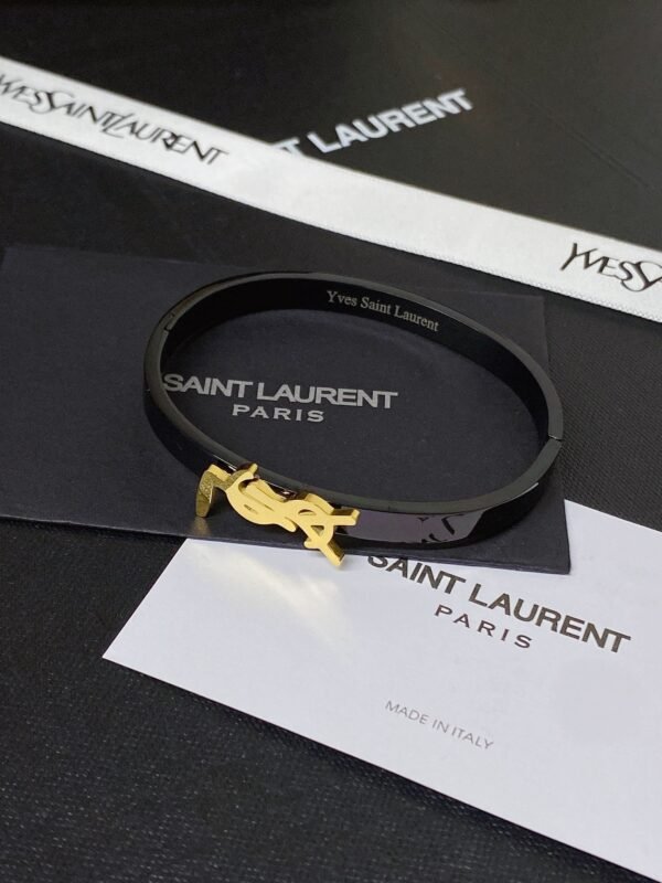 Fashion Gold Metal Black Lacquer Bangle - Image 7