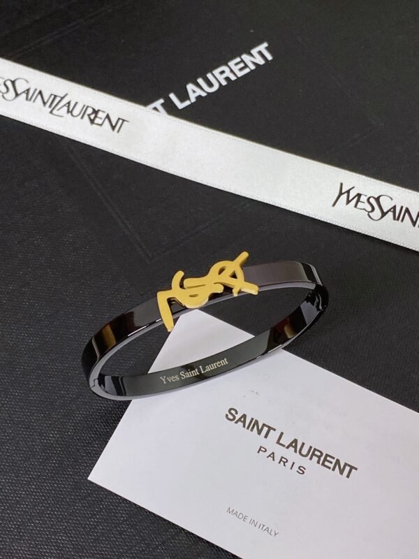 Fashion Gold Metal Black Lacquer Bangle - Image 8