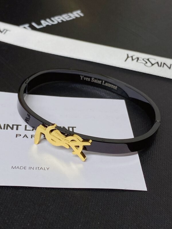 Fashion Gold Metal Black Lacquer Bangle - Image 9