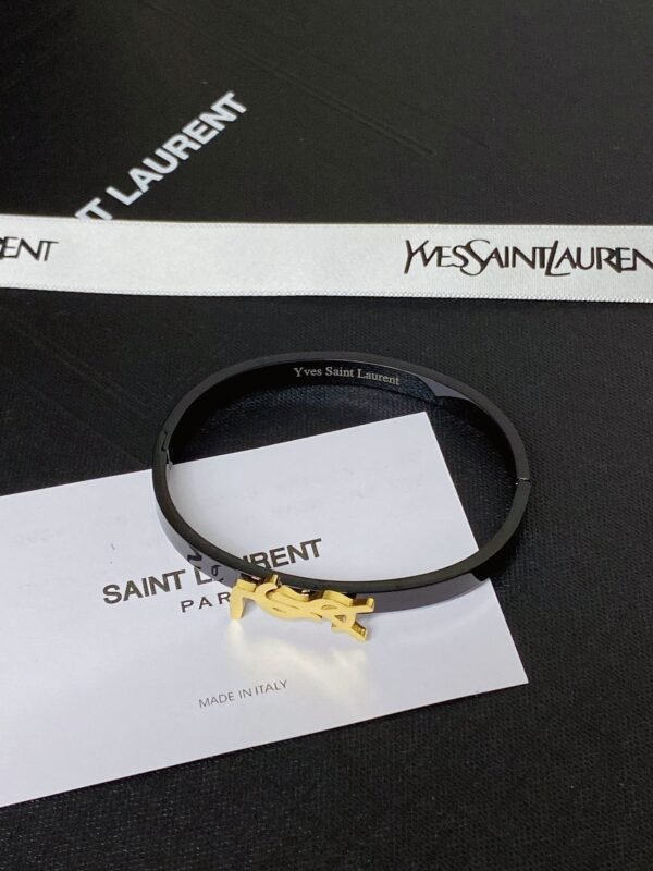 Fashion Gold Metal Black Lacquer Bangle - Image 10