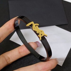 Fashion Gold Metal Black Lacquer Bangle