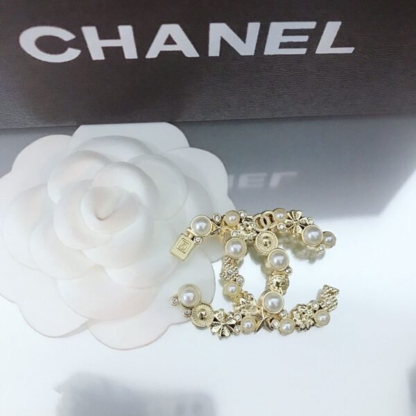 Fashion Pearl Rhinestones Silver Gold Plated Brooch - Image 6