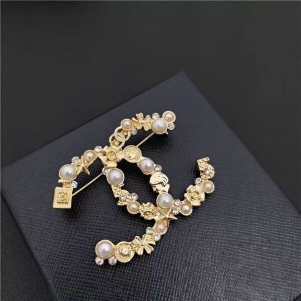 Fashion Pearl Rhinestones Silver Gold Plated Brooch - Image 8