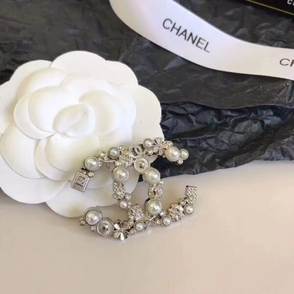 Fashion Pearl Rhinestones Silver Gold Plated Brooch - Image 9