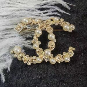 Fashion Pearl Rhinestones Silver Gold Plated Brooch