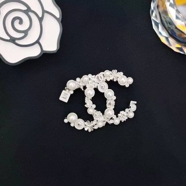Fashion Pearl Rhinestones Silver Gold Plated Brooch - Image 5